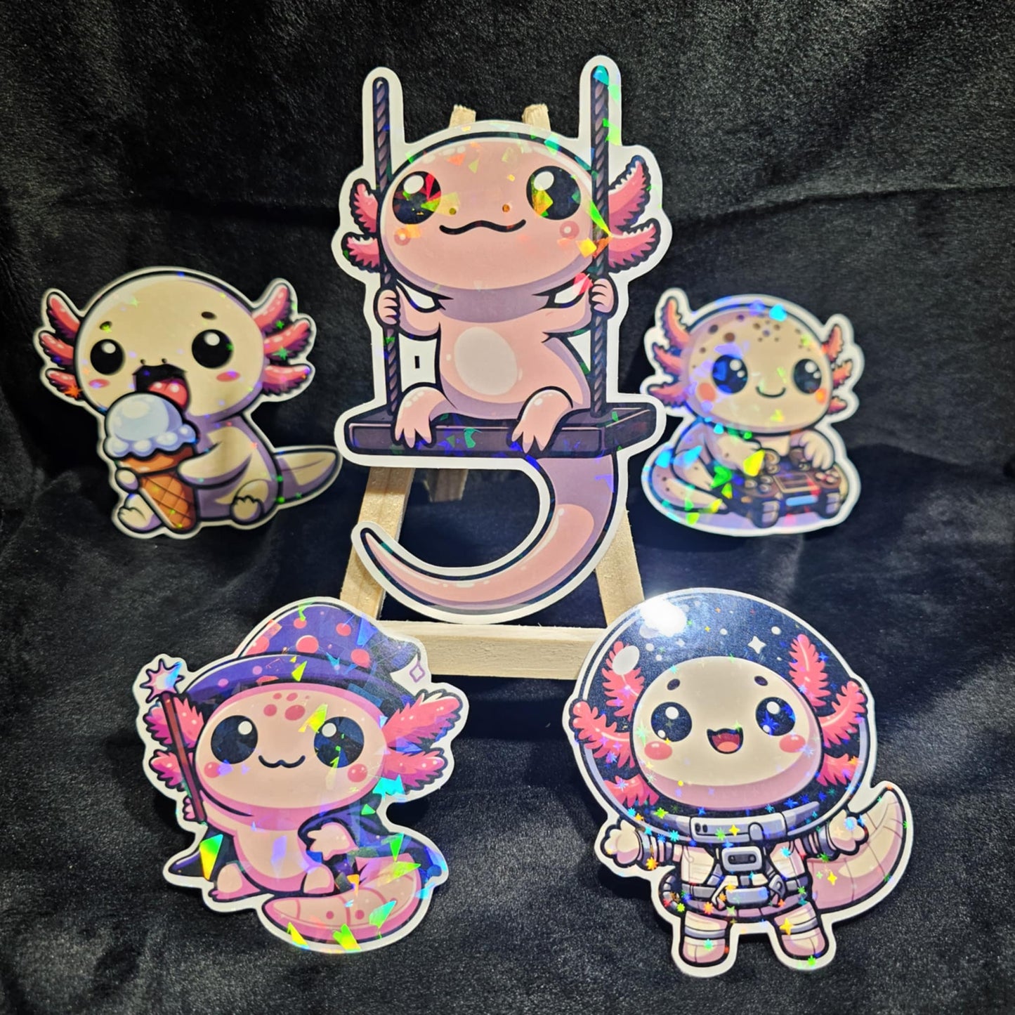Axolotl Sticker 5pc Set Cute Scrapbook Laptop Water Bottle Binder Phone Stickers Axolotol Lovers Gift